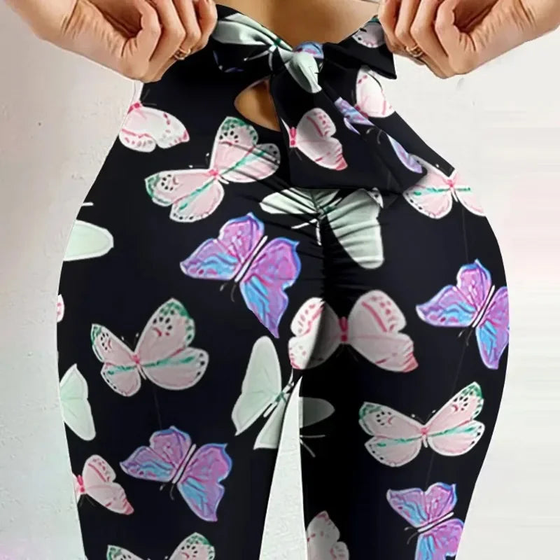 Yoga Pants Bow Bandage Tights Women Butt Lift Exercise Fitness Yoga Legging