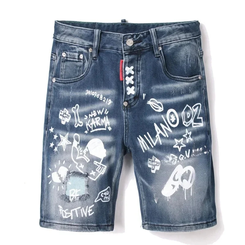 New Summer Italian High Street Style Denim Jeans Shorts
