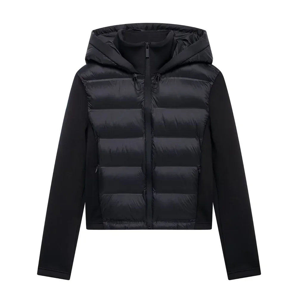 Jacket High Collar Long Sleeves Hooded Splice Warm coat Autumn and Winter Outerwear