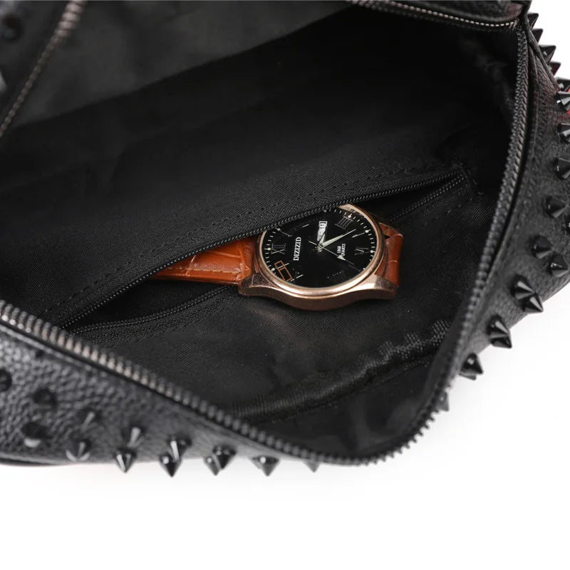 Fashion Rivet Design Men Bag High Quality PU Leather Clutch Bags