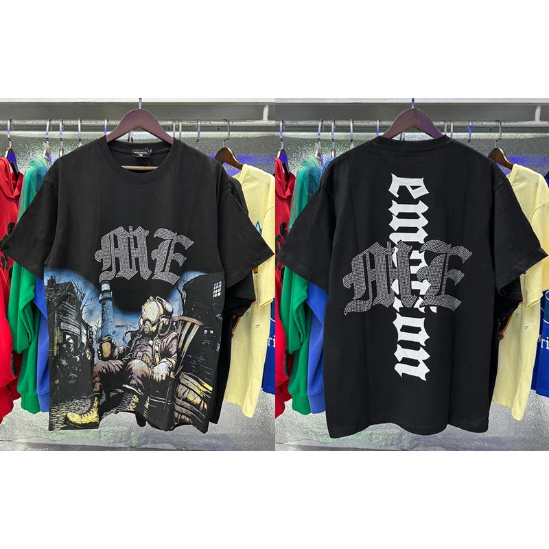 New Summer MIXED EMOTION T-Shirt Men's Streetwear Loose Oversized Top
