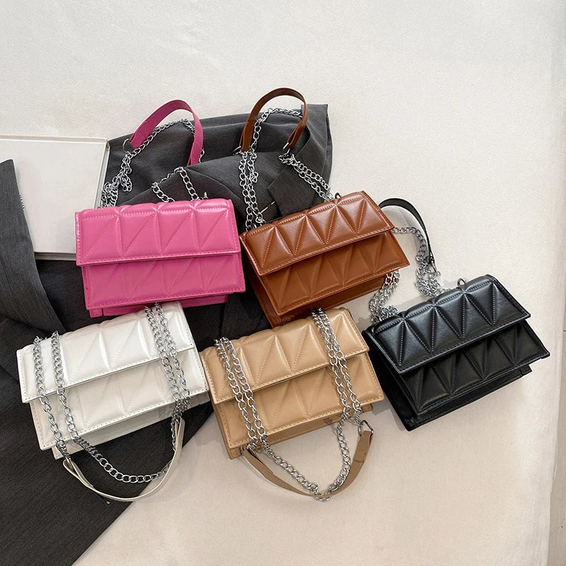 Designer Women Shoulder Bag PU Leather Handle Handbags Chain Strap Crossbody