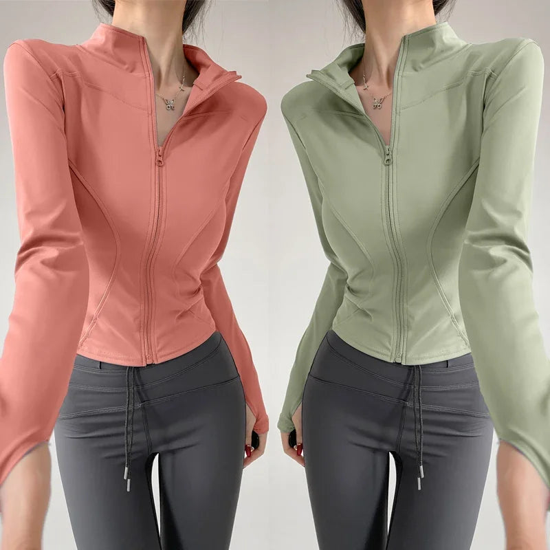 Women's Jacket Sport Coat Tight Yoga Wear Long Sleeve
