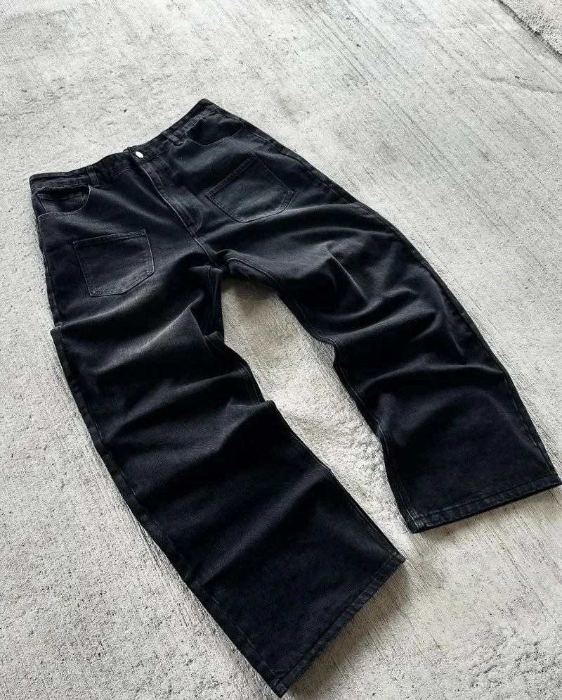 streetwear Hip Hop gothic men And women wide leg jeans