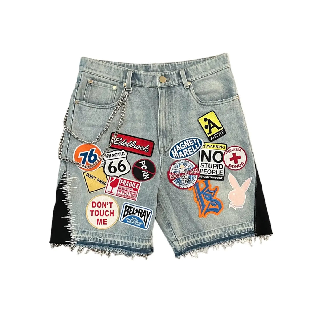 Hip hop cartoon graphics retro denim casual shorts street