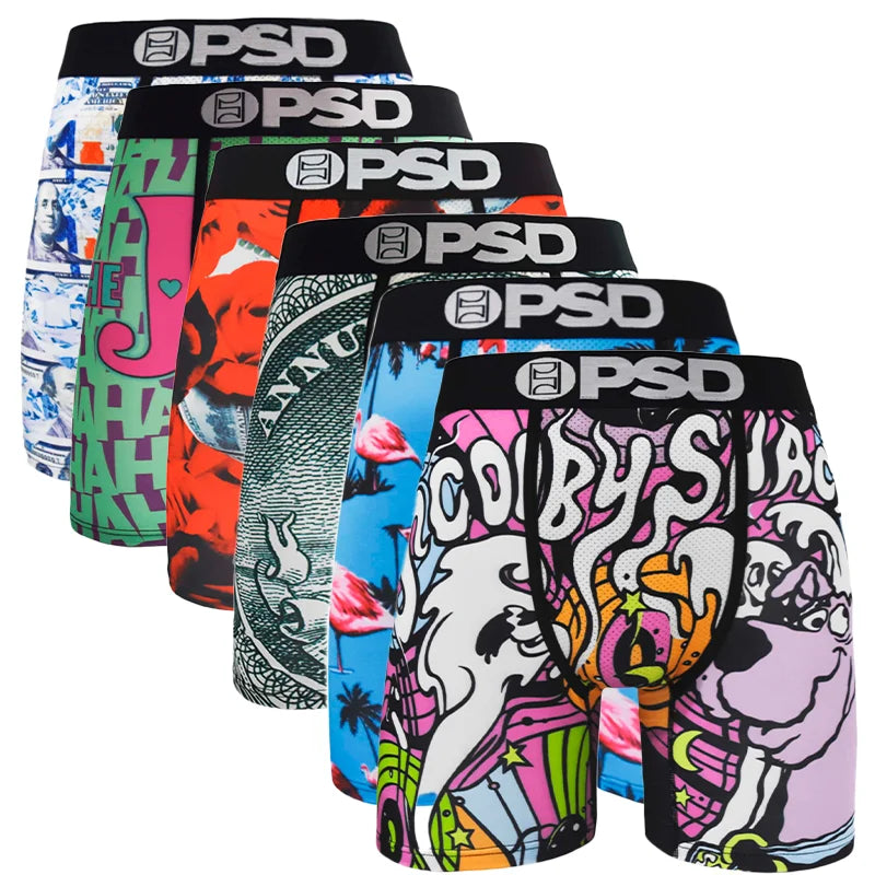 Men's PSD Boxer Briefs Soft Polyester Underwear, Quick-Dry Breathable Elastic