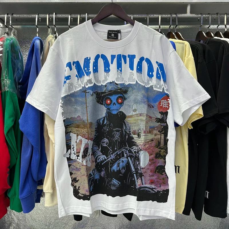 New Summer MIXED EMOTION T-Shirt Men's Streetwear Loose Oversized Top