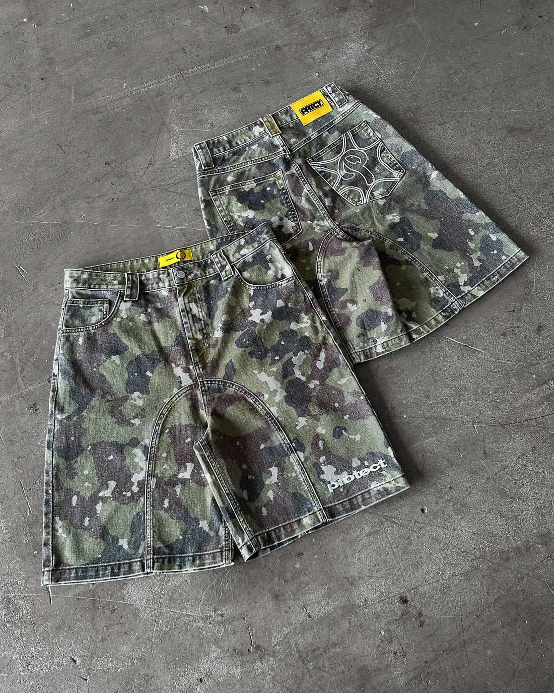 Retro Leaves Camouflage Denim Short Jeans Men Hip Hop