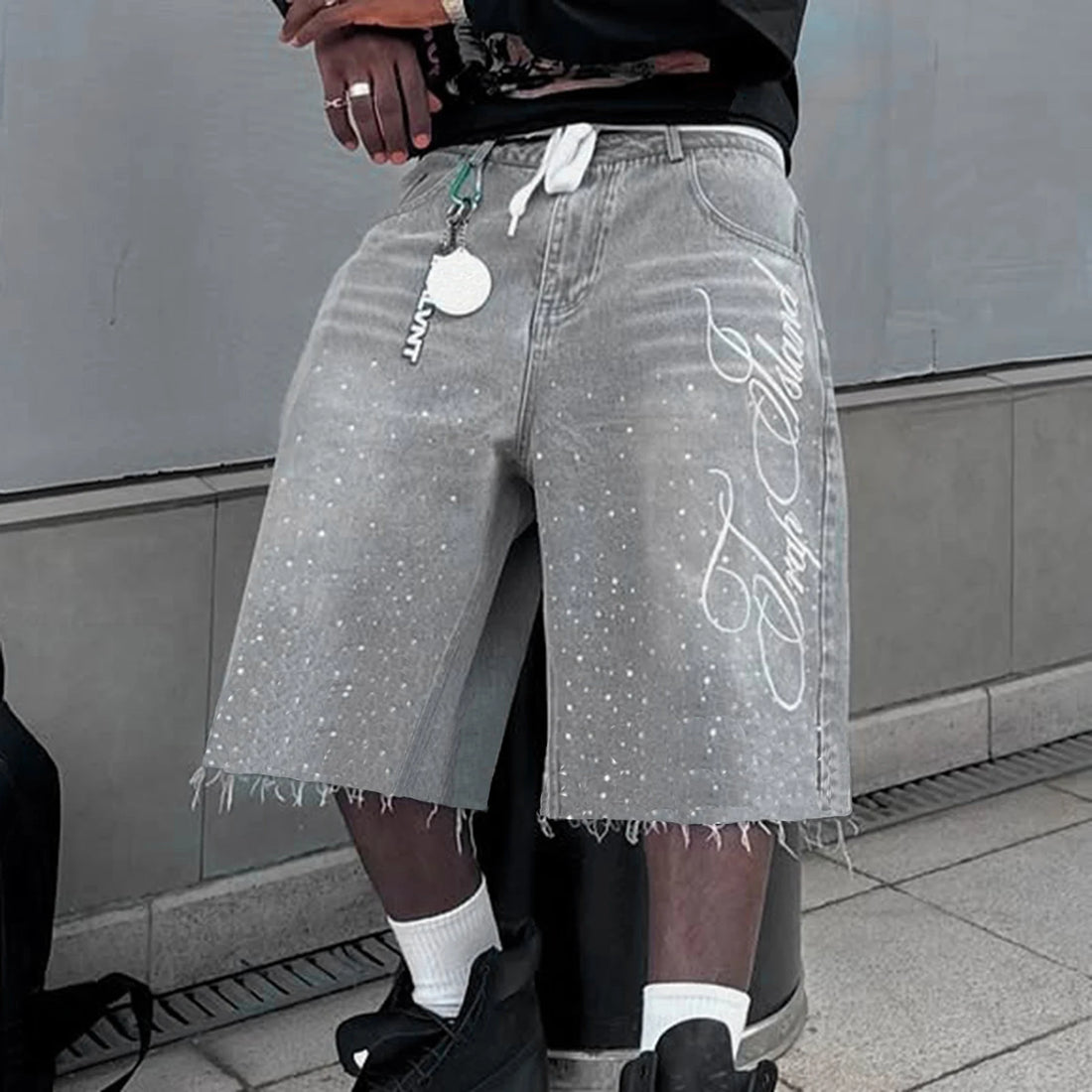 Men's Designer Hip hop outfit Denim Short Streetwear