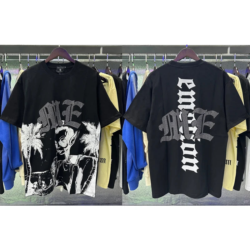 New Summer MIXED EMOTION T-Shirt Men's Streetwear Loose Oversized Top