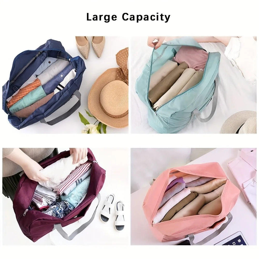 1 set of foldable large capacity travel luggage bag, expandable fitness bag