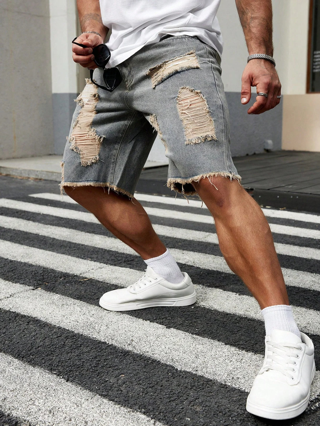 Summer New Men's Fashion Stretch Denim Shorts Retro High Street Style