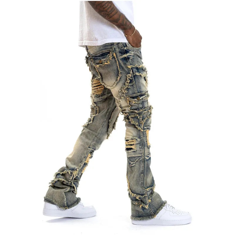 Slim Fit Skinny Straight Leg Jeans Fashion Hip Hop Denim Pants Casual Streetwear