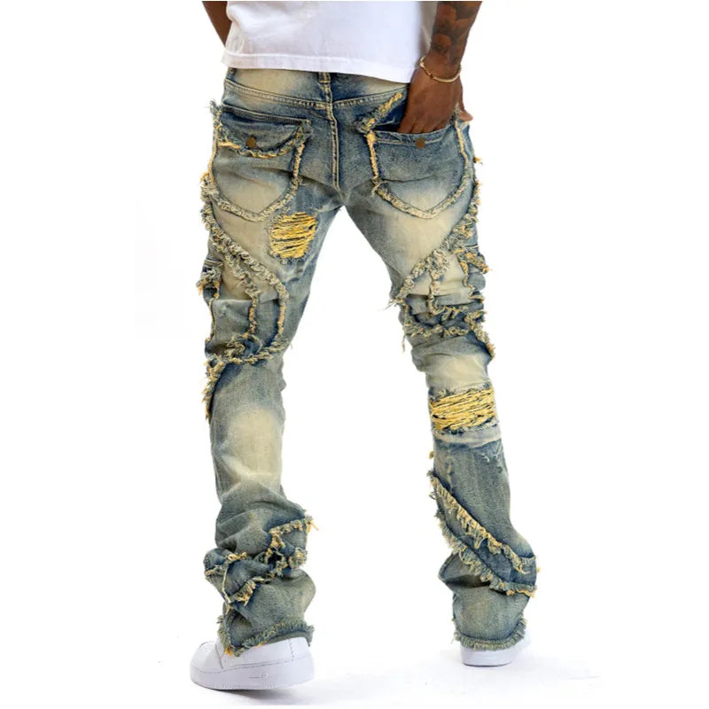 Slim Fit Skinny Straight Leg Jeans Fashion Hip Hop Denim Pants Casual Streetwear