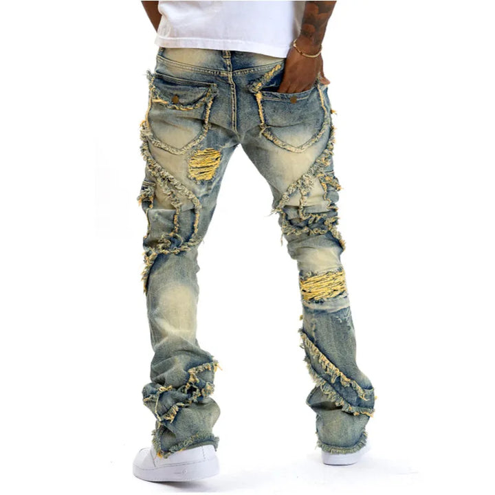 Slim Fit Skinny Straight Leg Jeans Fashion Hip Hop Denim Pants Casual Streetwear