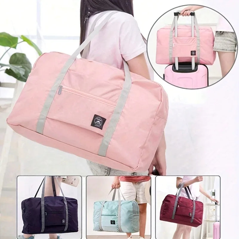 1 set of foldable large capacity travel luggage bag, expandable fitness bag