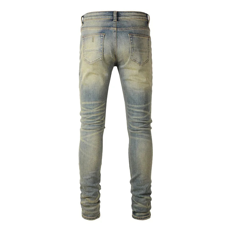 Amiri Men Patch Stretch Denim Jeans Streetwear