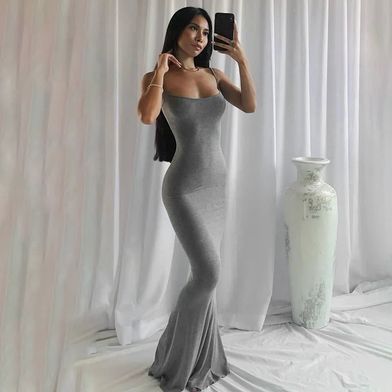 2025 Summer Dresses Sexy Spaghetti Strap Black Long Dress