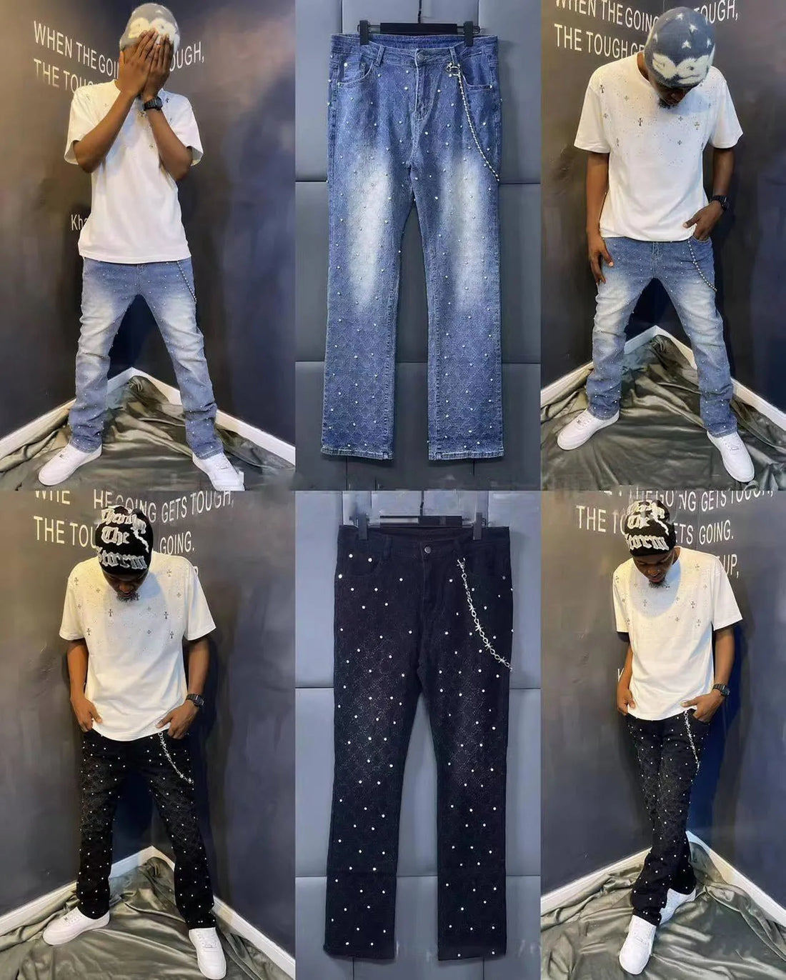 Designer Pearls Skinny Jeans For Men 2025 New Fashion American And  European Street Denim Pants