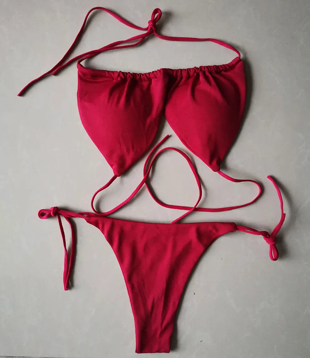 Summer Sexy Bikini set Push-up padded Bra Thong Split Swimwear