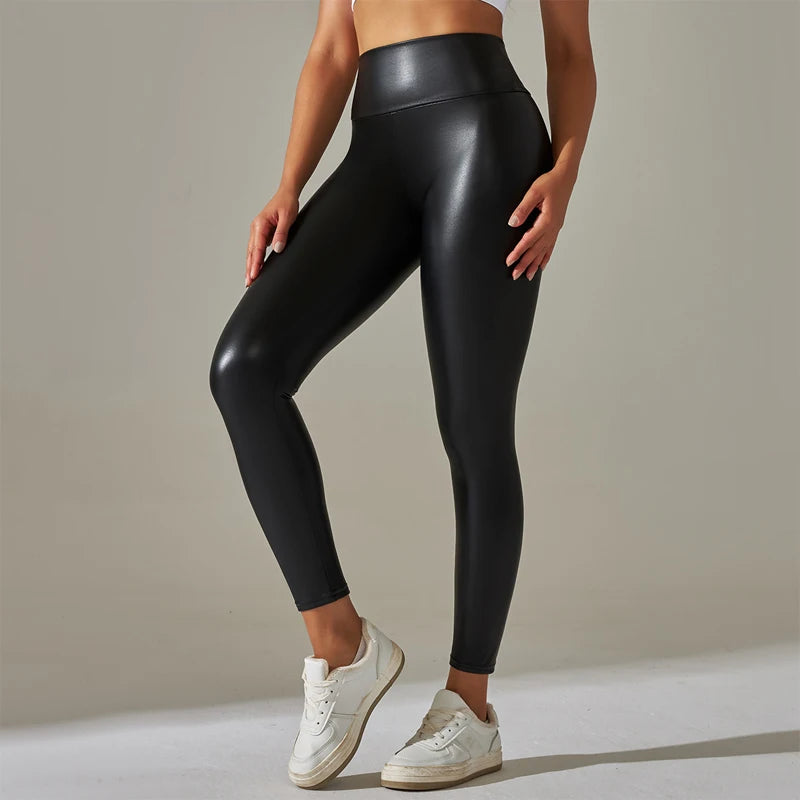 Trendy New Oversized WOMEN'S Leggings, High Waisted Tight and Sexy PU Leather Yoga Pants for Women