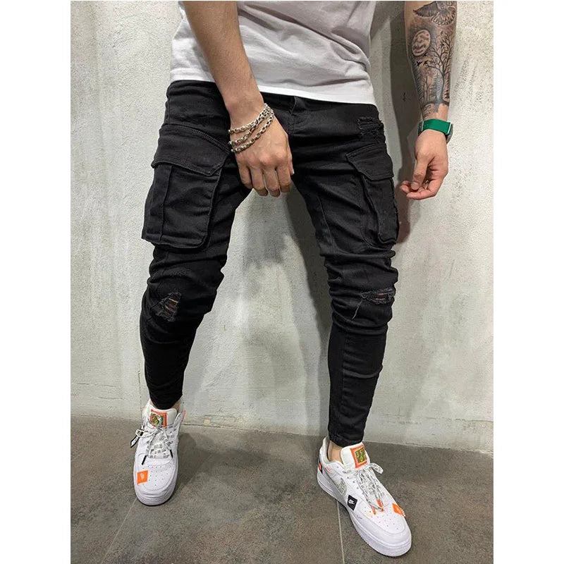Stretch Jeans Denim Pants Elastic Jogging Trousers For Men
