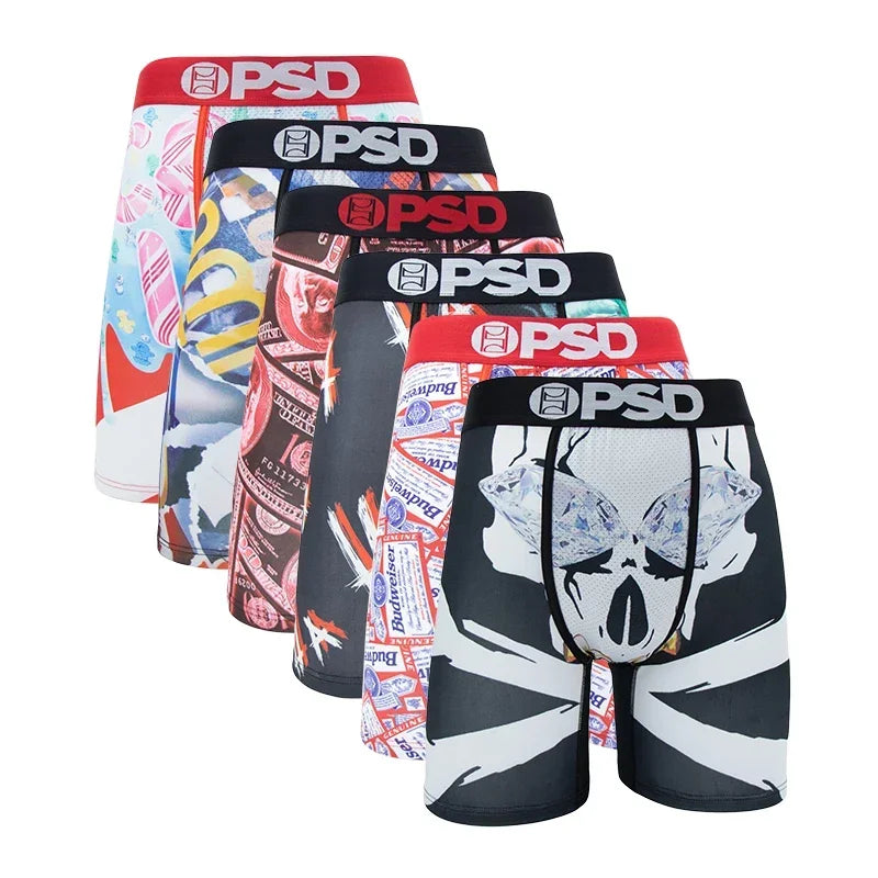 6Pcs PSD Fashion Printed Men Underwear Boxer