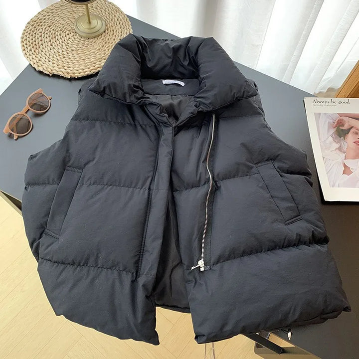 Elegant Down Coats Warm Outerwear Casual Sleeveless Jackets