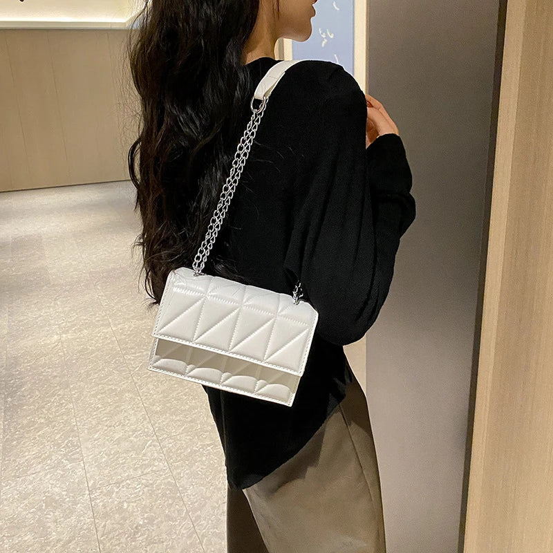 Designer Women Shoulder Bag PU Leather Handle Handbags Chain Strap Crossbody