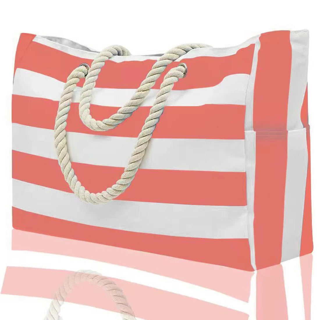 Striped zipper outer bag for outdoor travel and vacation waterproof resistant canvas