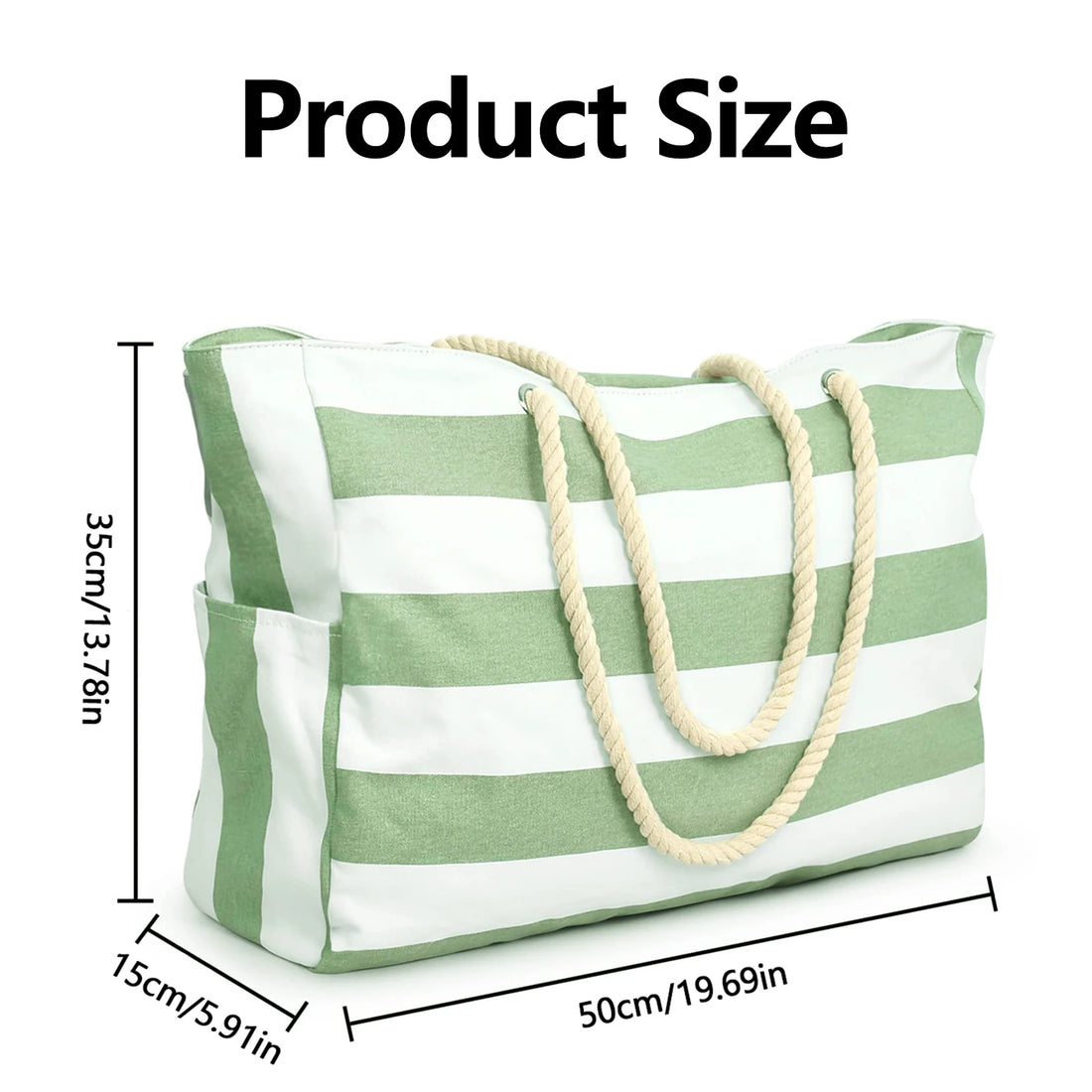 Striped zipper outer bag for outdoor travel and vacation waterproof resistant canvas