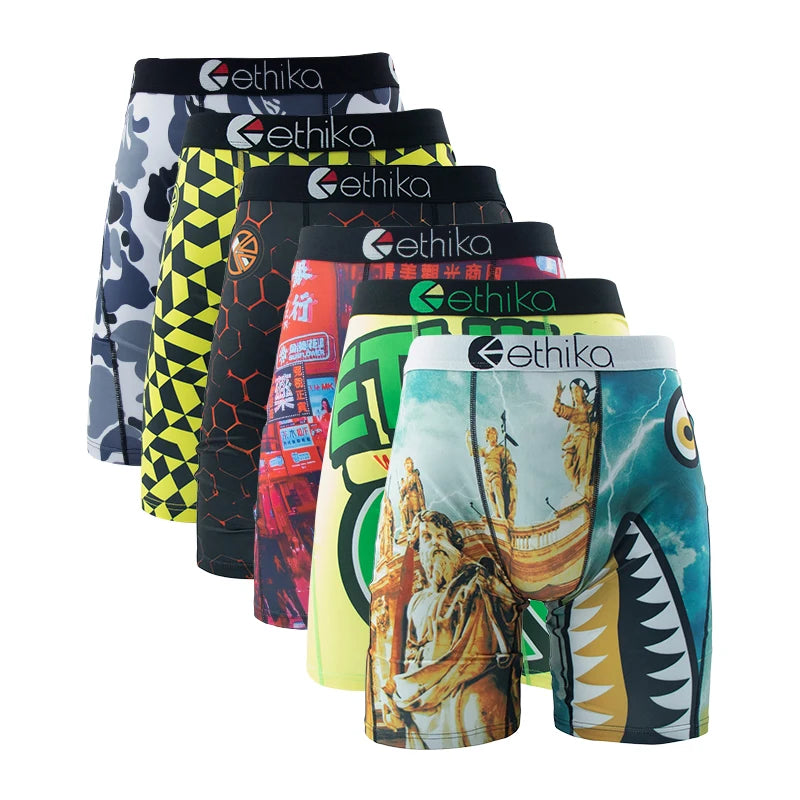 ETHIKA 6Pcs Men Underwear Boxers Breathable Man Swimming