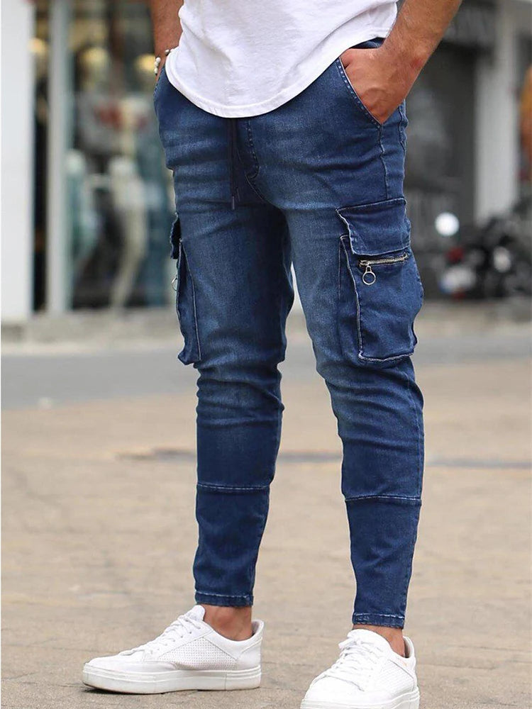 Stretch Jeans Denim Pants Elastic Jogging Trousers For Men