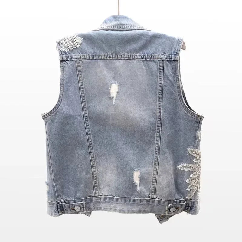 Denim Vest 2025 New spring  Sleeveless Jacket