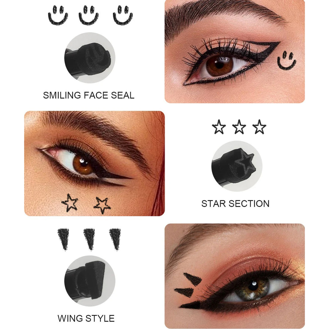 6PCS Stamp Liquid Eyeliner Set Waterproof Fast Dry