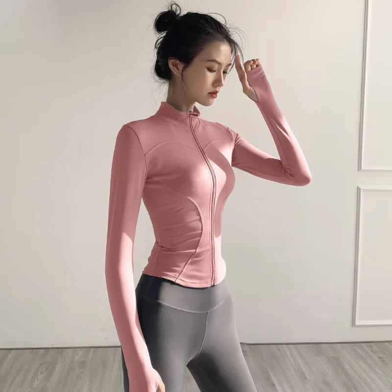 Women's Jacket Sport Coat Tight Yoga Wear Long Sleeve