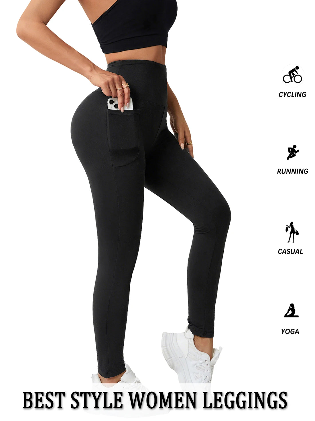 Super Soft Sports Leggings With Pockets Workout Yoga Running Push Up Gym Fitness