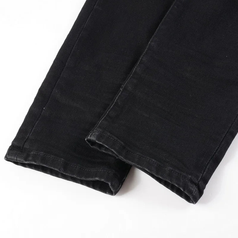 Men Classic Black Jeans Stretch Denim Skinny Pants Streetwear