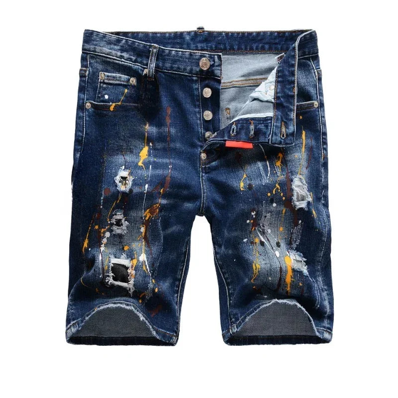 New Summer Italian High Street Style Denim Jeans Shorts