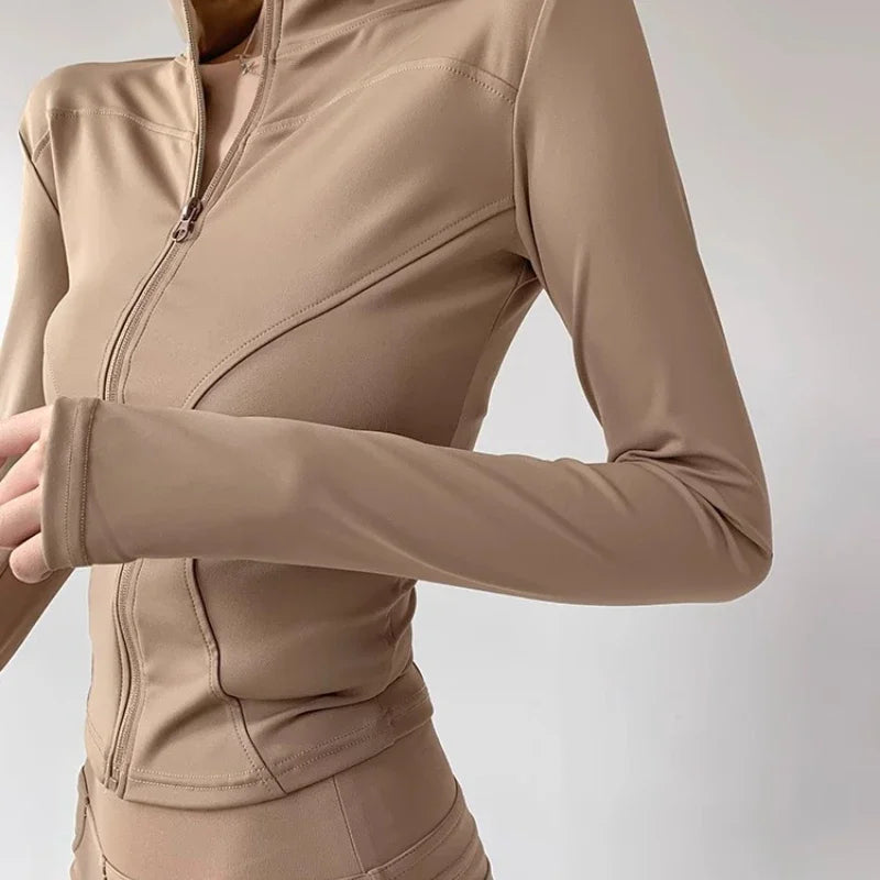 Women's Jacket Sport Coat Tight Yoga Wear Long Sleeve