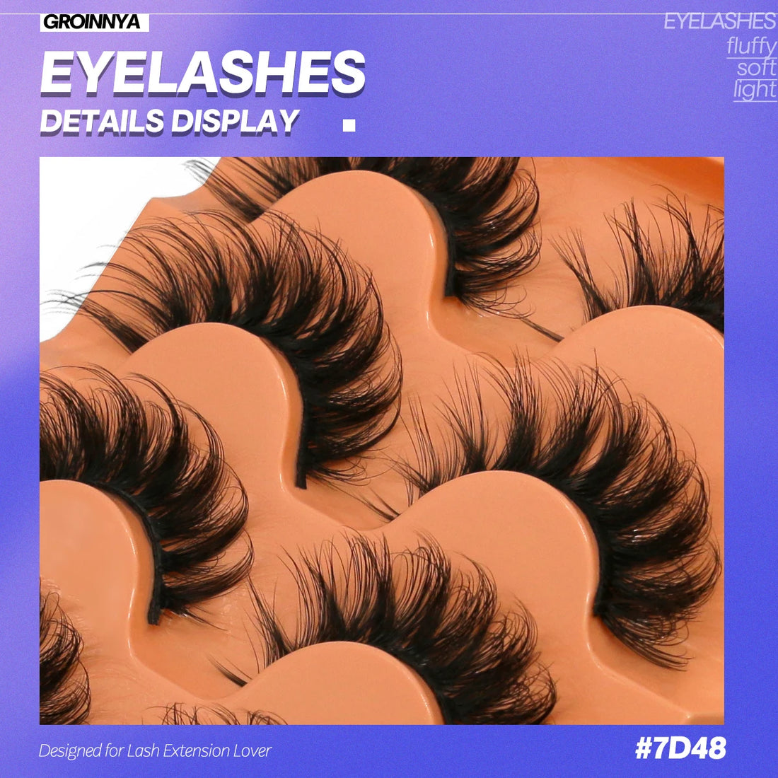 GROINNEYA Strip Lashes Extensions Thick Soft Curly Lashes Makeup