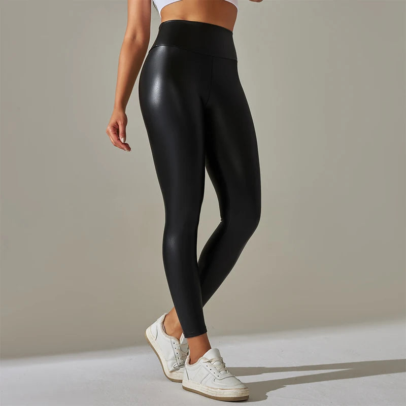 Trendy New Oversized WOMEN'S Leggings, High Waisted Tight and Sexy PU Leather Yoga Pants for Women