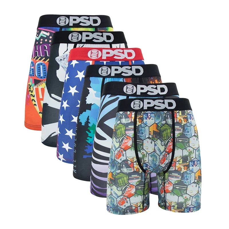 6Pcs PSD Fashion Printed Men Underwear Boxer