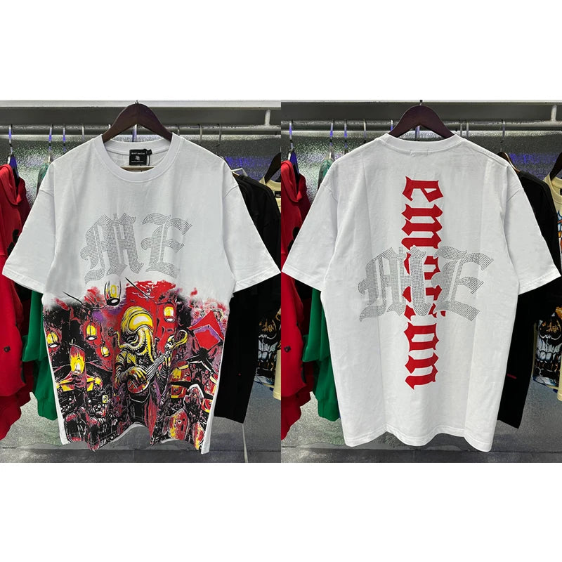 New Summer MIXED EMOTION T-Shirt Men's Streetwear Loose Oversized Top