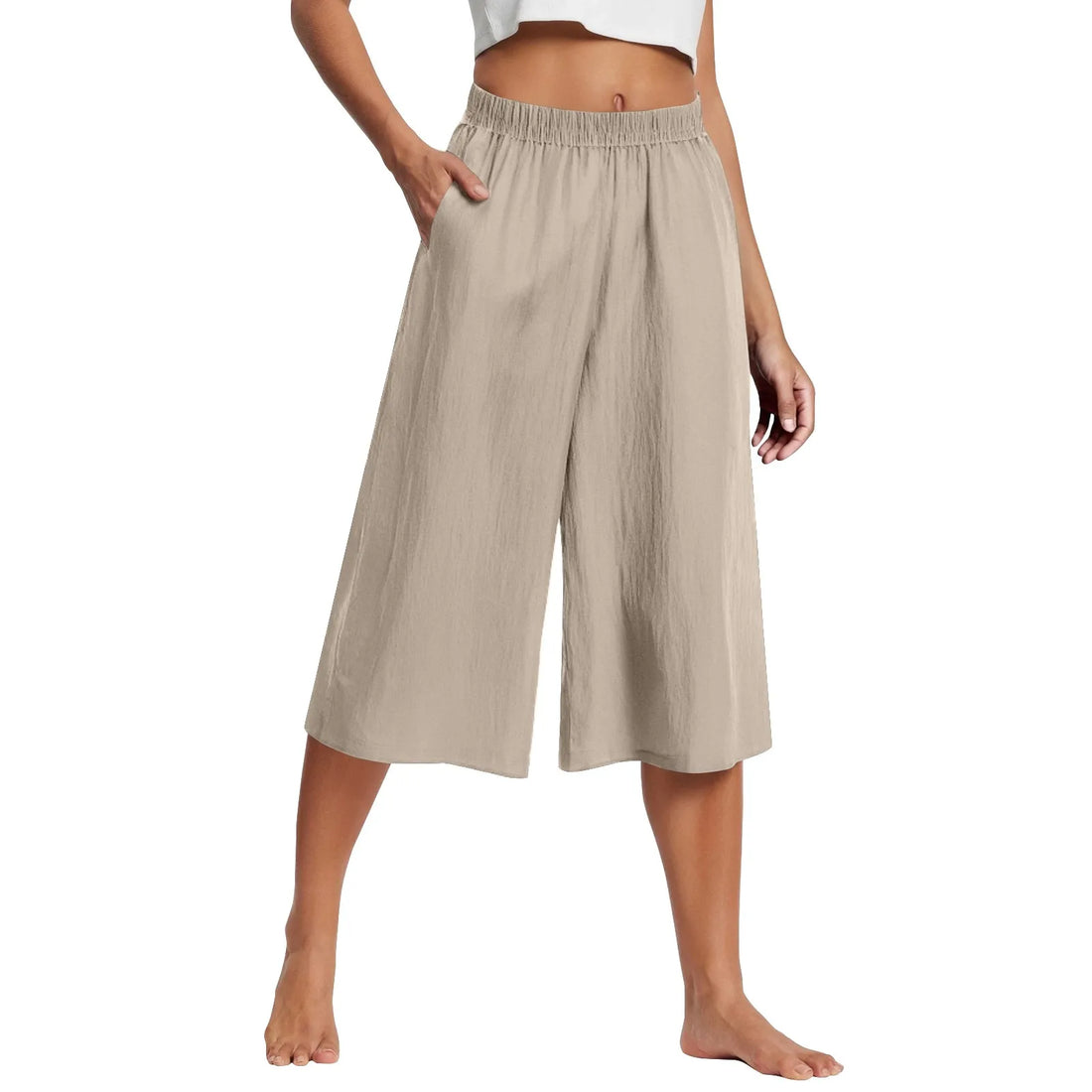 Casual and Versatile Lazy Style Wide Leg Pants With Pockets