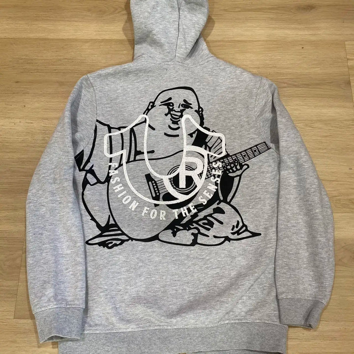 Oversized Loose Retro Streetwear Zipper Hoodie Fashion Sweatshirt Men Clothing