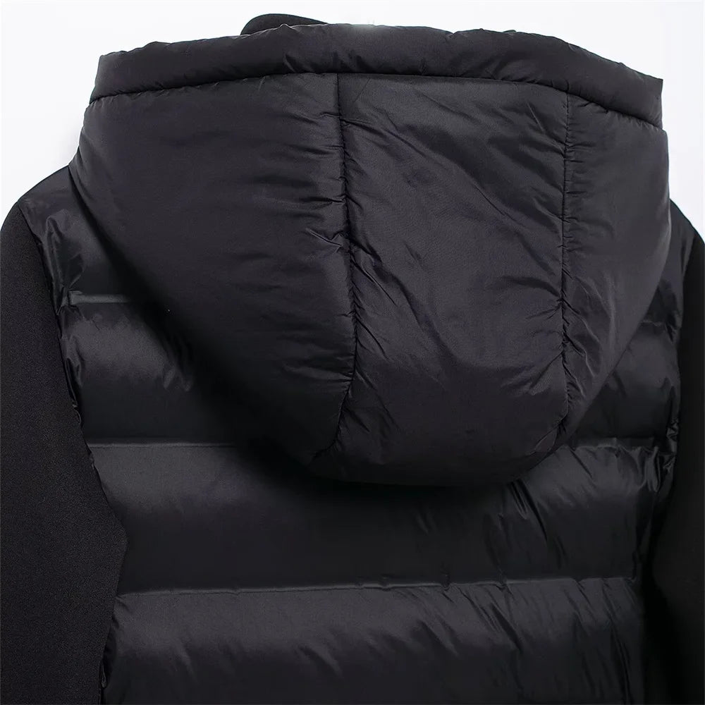 Jacket High Collar Long Sleeves Hooded Splice Warm coat Autumn and Winter Outerwear