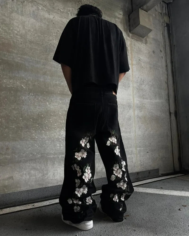 streetwear Hip Hop gothic men And women wide leg jeans