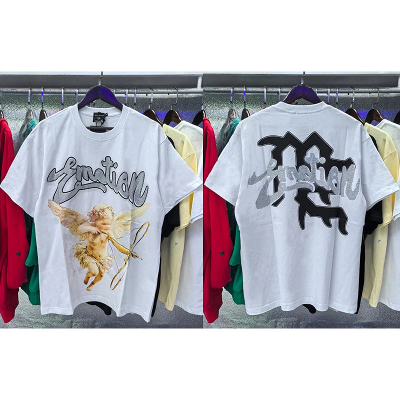 New Summer MIXED EMOTION T-Shirt Men's Streetwear Loose Oversized Top