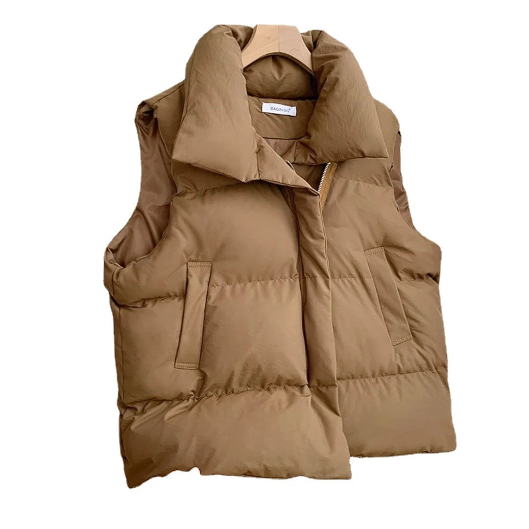 Elegant Down Coats Warm Outerwear Casual Sleeveless Jackets
